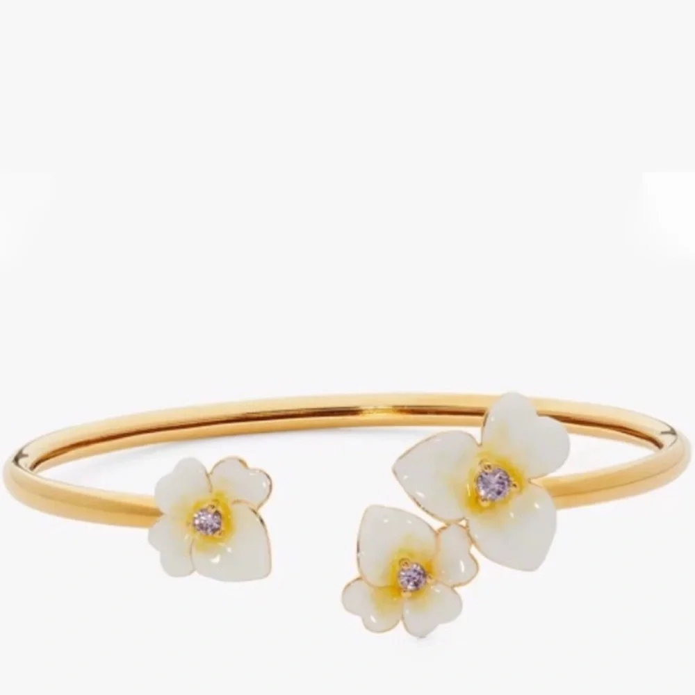 $88 kate spade Precious Pansy Open Bangle Bracelet , Gold - Picture 10 of 10